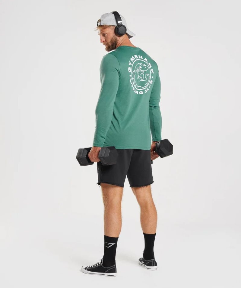 Koszulki Gymshark Legacy Long Sleeve Męskie Zielone | PL 958YRF